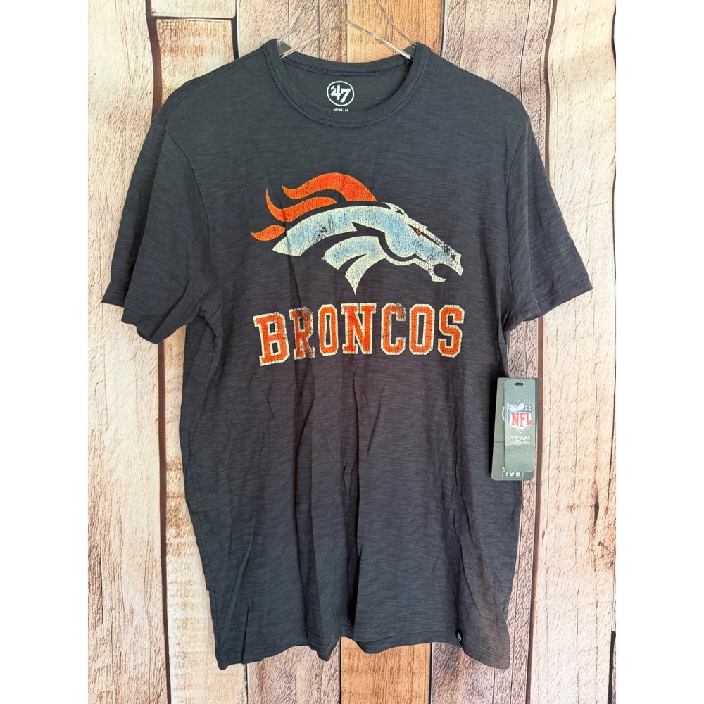 '47 Brand Denver Broncos Graphic Logo NFL Team Apparel Black T-Shirt Medium NWT